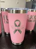 Team Monica & FU🎗️ cancer (double side) pink engraved tumbler