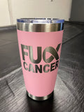 Team Monica & FU🎗️ cancer (double side) pink engraved tumbler