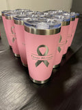 Team Monica ribbon (single side)pink engraved tumbler