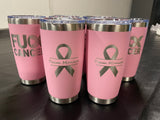 Team Monica ribbon (single side)pink engraved tumbler