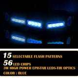 [US Stock] UNI FILTER 56 LED 18 Inch Blue Emergency Warning Strobe Lights Flash Directional Roof Top Led Light Bar for Dodge Ram RZR SUV Silverado GMC Ford Snow - Hollywood Creations - laser - engraving - clothing - led lights - noco - tumblers - customer
