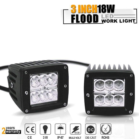 3X3 "18W LED Flood pod cubic SUV fog lights assist with reversing headlights - Hollywood Creations - laser - engraving - clothing - led lights - noco - tumblers - customer