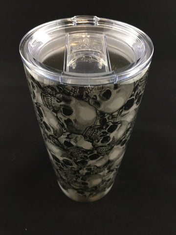 Custom Skull Hydro Dipped Thermo Steel Lil Boss 20 oz Stainless Steel Vacuum Insulated Tumbler - Hollywood Creations - dipdude - hydro dip - led lights - noco