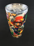 Custom Mario Hydro Dipped Thermo Steel Lil Boss 20 oz Stainless Steel Vacuum Insulated Tumbler - Hollywood Creations - dipdude - hydro dip - led lights - noco