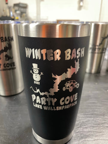 Lake Wallenpaupack Party Cover Winter Bash 2022 (Side By Side) Tumbler (Black) - Hollywood Creations - laser - engraving - clothing - led lights - noco - tumblers - customer