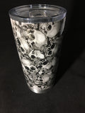 Custom Skull Hydro Dipped YETI Rambler 20 oz Stainless Steel Vacuum Insulated Tumbler w/ MagSlider Lid - Hollywood Creations - dipdude - hydro dip - led lights - noco