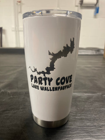 Lake Wallenpaupack Party Cove Tumbler (White) - Hollywood Creations - laser - engraving - clothing - led lights - noco - tumblers - customer